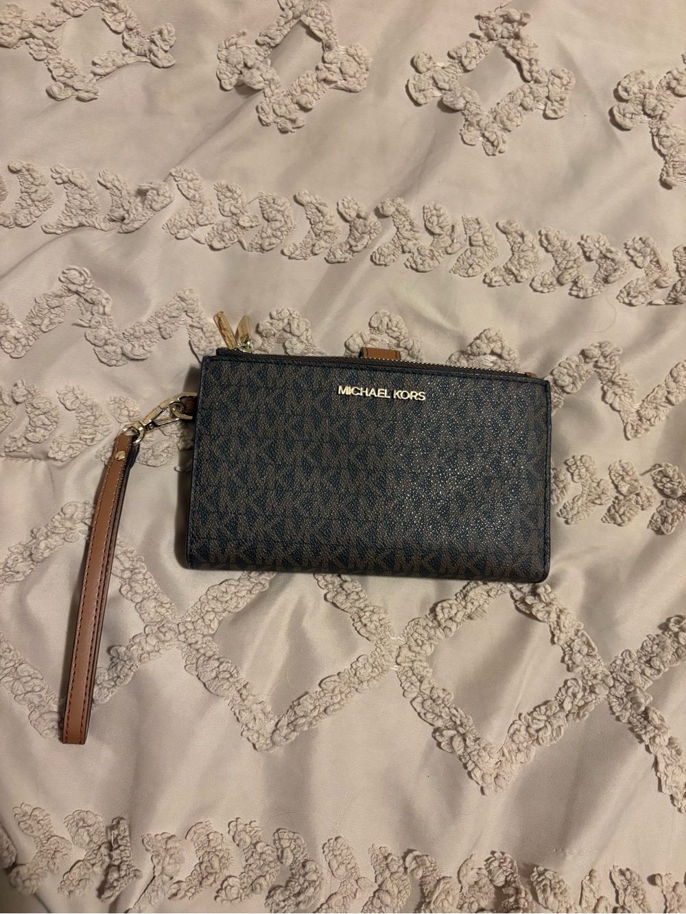 Michael Kors Dark Brown Logo Wristlet Wallet